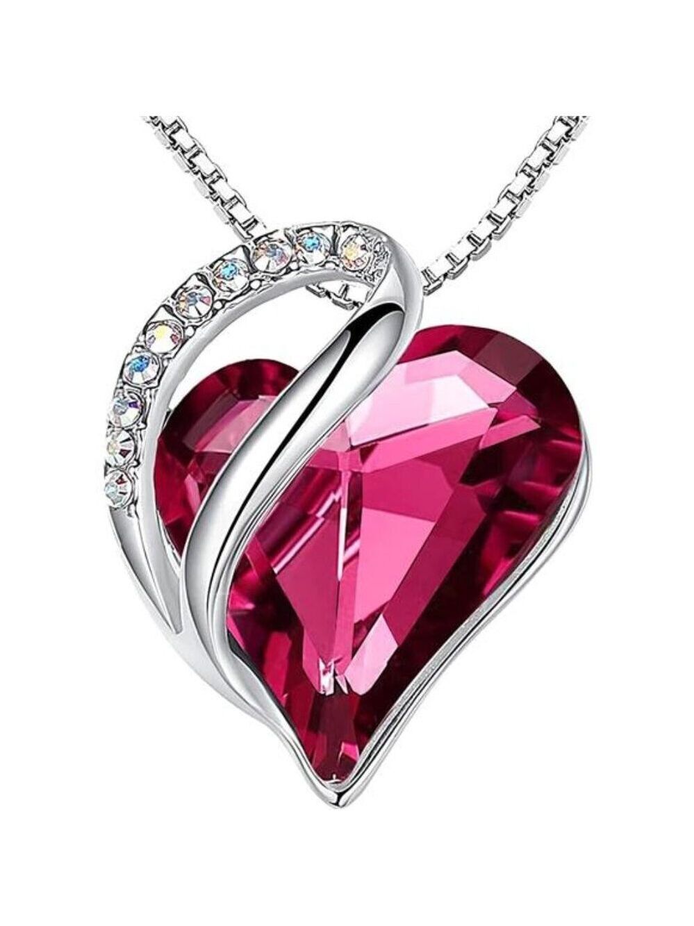 Infinity Heart Birthstone Necklace for Women Crystal Pendant Birthday Jewelry Gi
